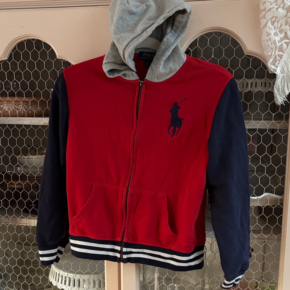 Polo Ralph Lauren Red and Navy Hoodie Zip up “67”